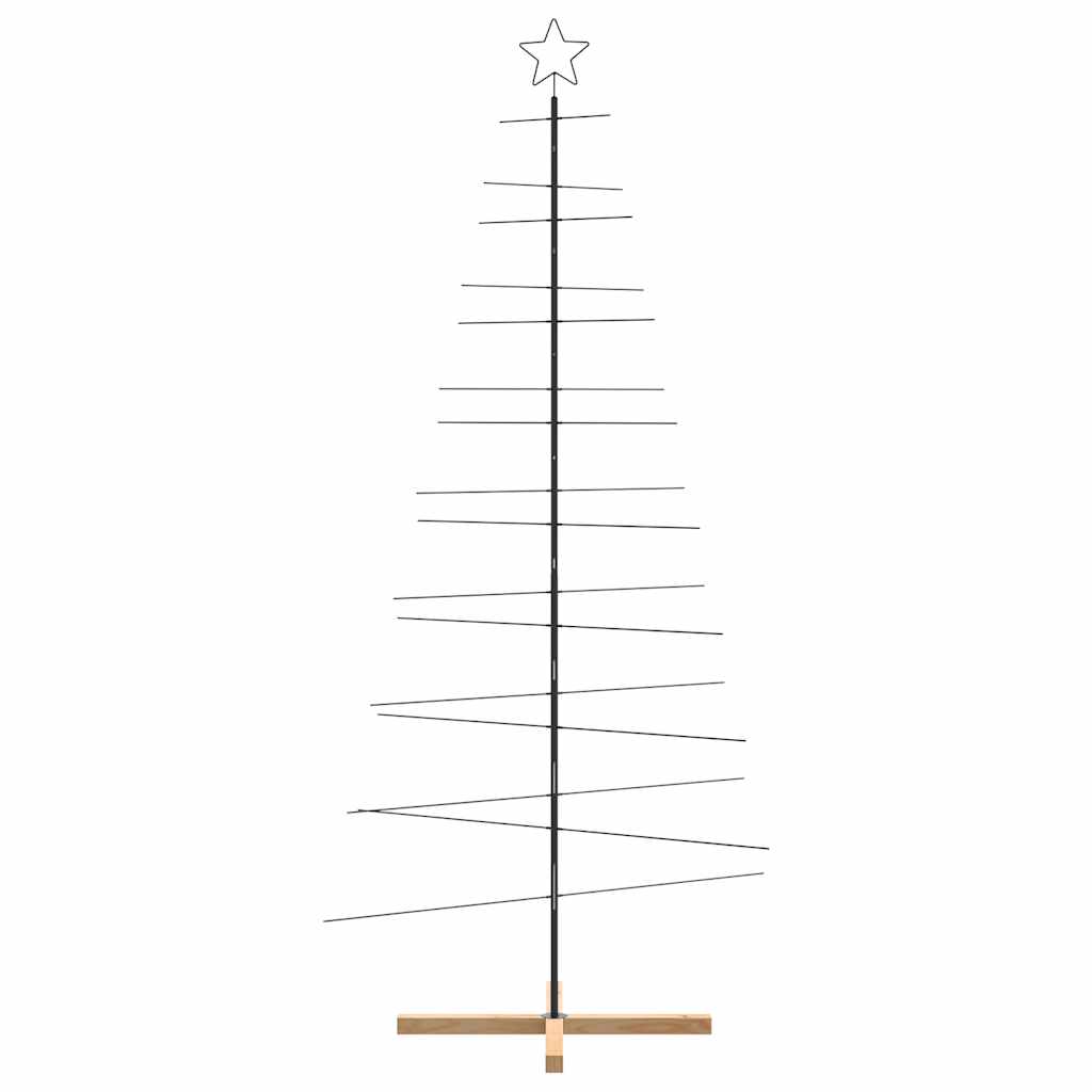 Árvore de natal de metal com base em madeira 210 cm preto