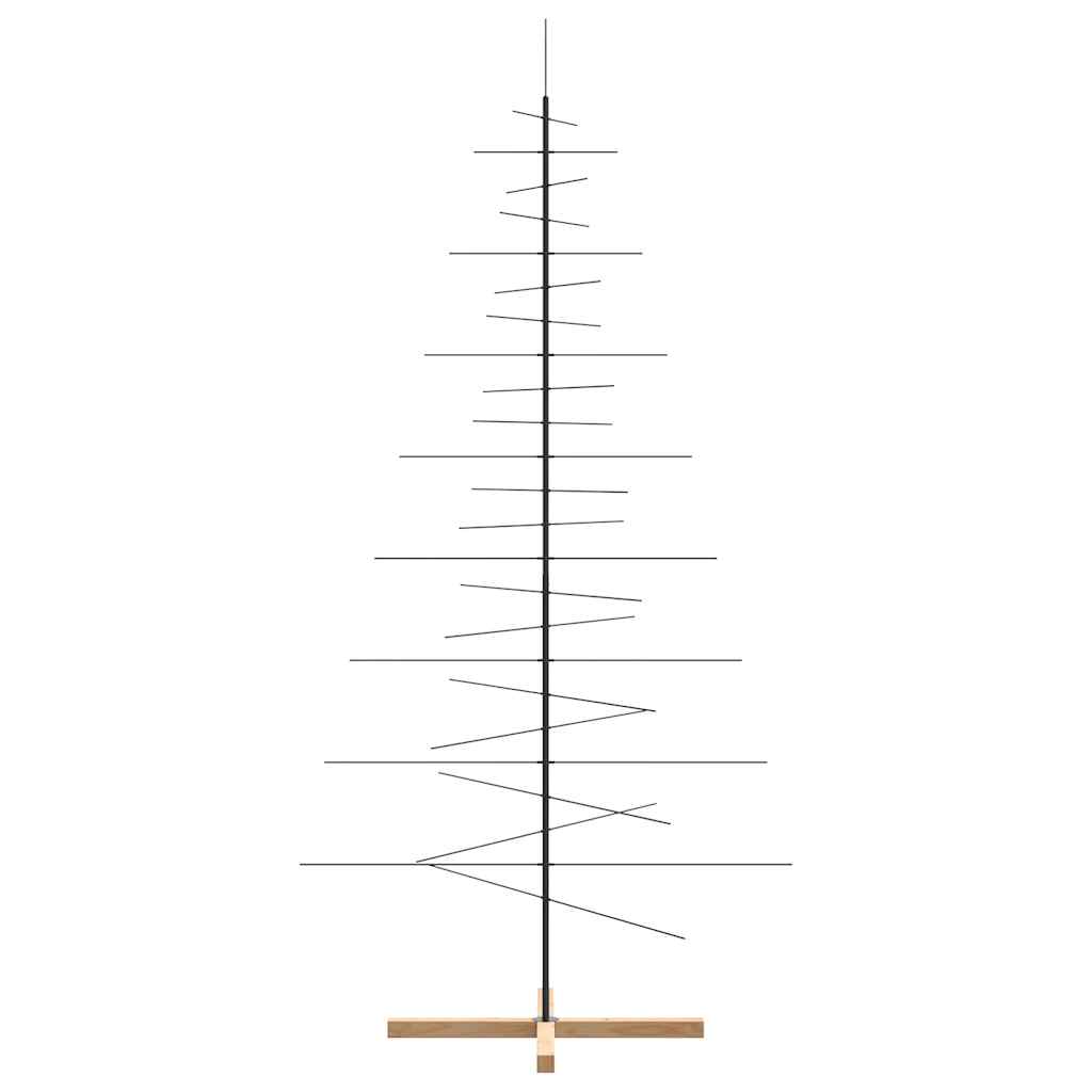 Árvore de natal de metal com base em madeira 210 cm preto