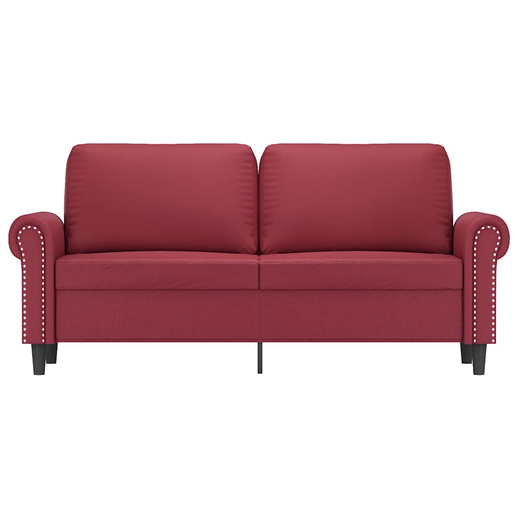 Sofá de 2 lugares 140 cm couro artificial vermelho tinto