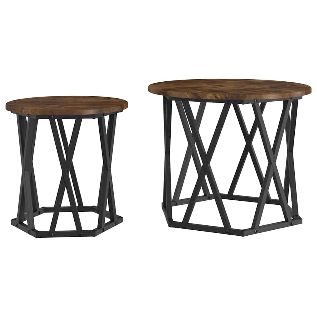 Mesa lateral 2 unid. carvalho defumado 50 x 50 x 40 cm