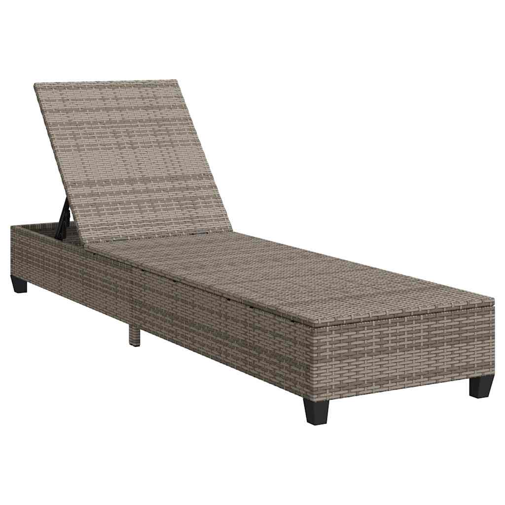 Espreguiçadeira com almofadões 55x200x25,5cm vime PE cinzento