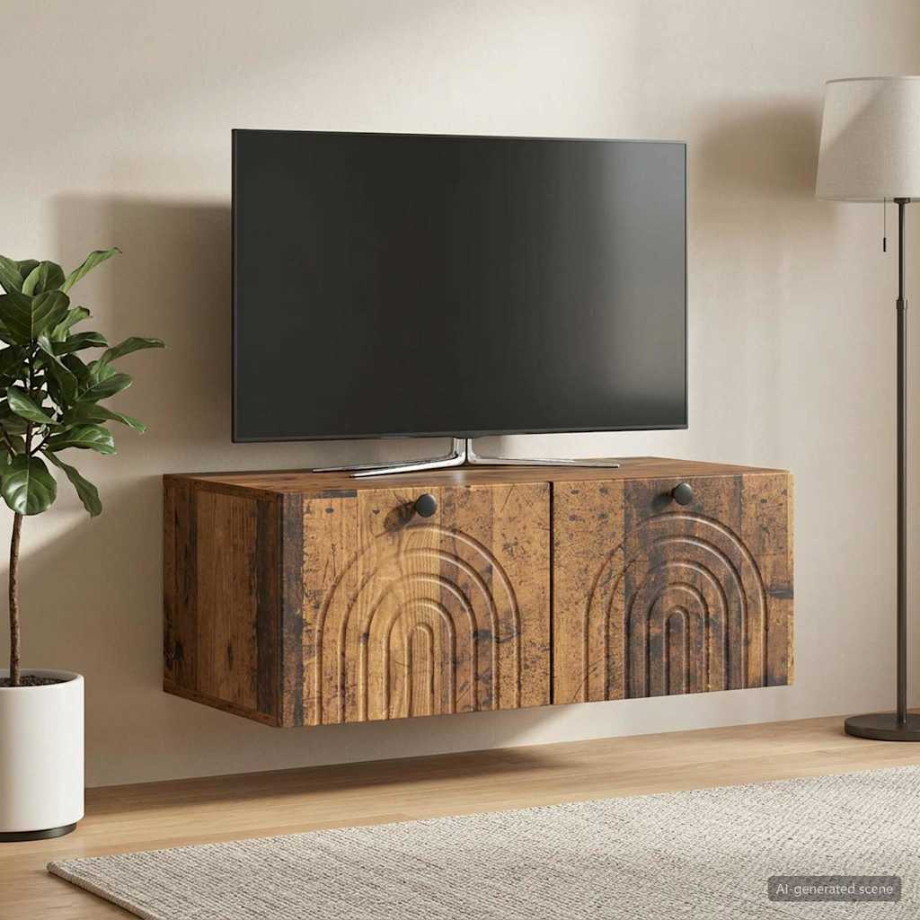 Gabinete de TV de parede madeira antiga 78,5 x 41 x 30 cm