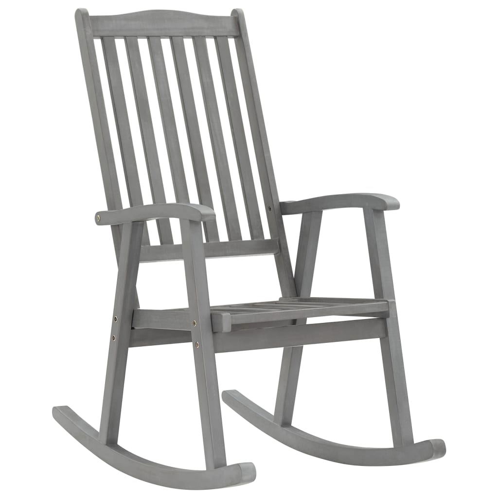 Cadeira de baloiço com almofadões acácia maciça cinzento