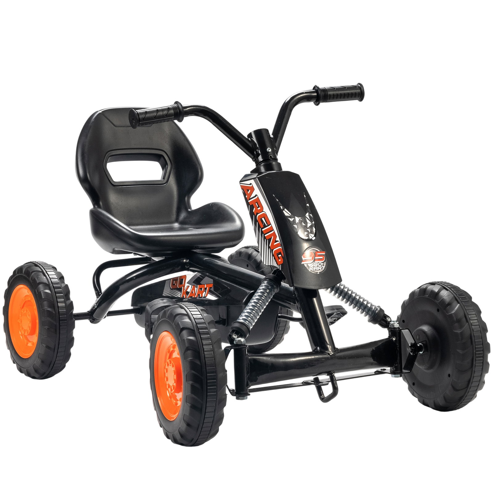 Kart a pedais go-kart com rodas PP estrutura de aço carga 30 kg para crianças 2-5 anos 84x54x56 cm preto