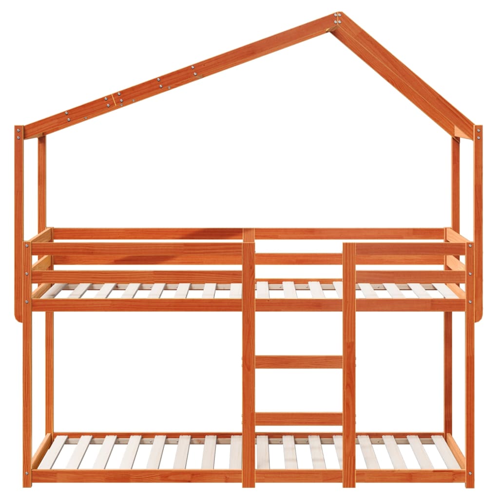 Beliche com telhado 90x190 cm pinho maciço castanho-mel