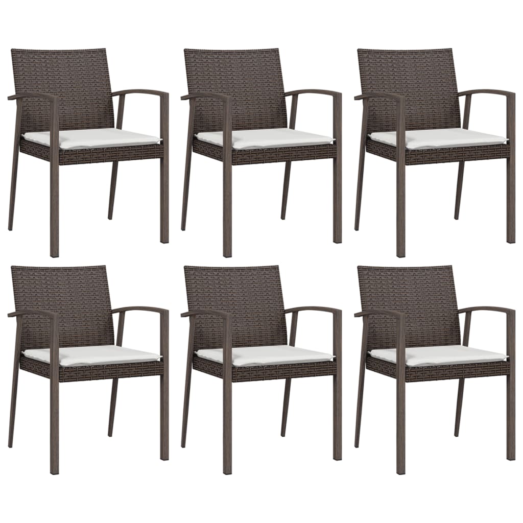7 Pcs conjunto de jantar p/ jardim c/ almofadões vime PE e aço