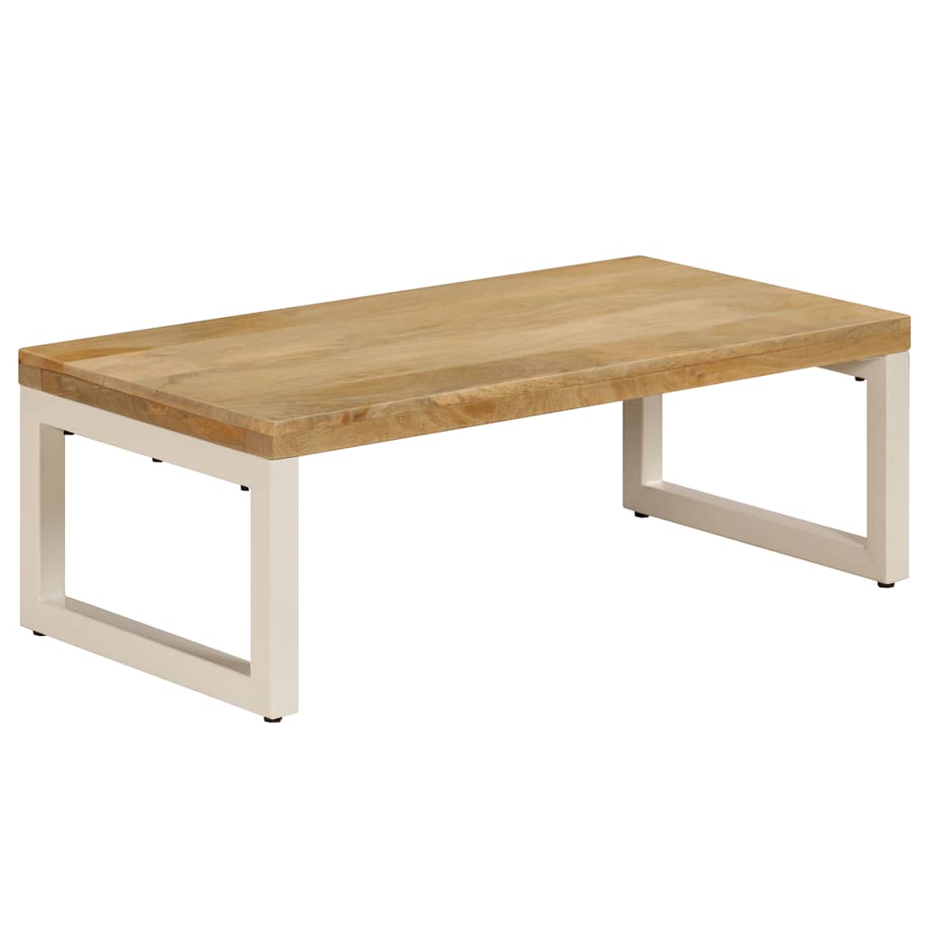 Mesa de centro 100x50x35 cm madeira de mangueira maciça e aço