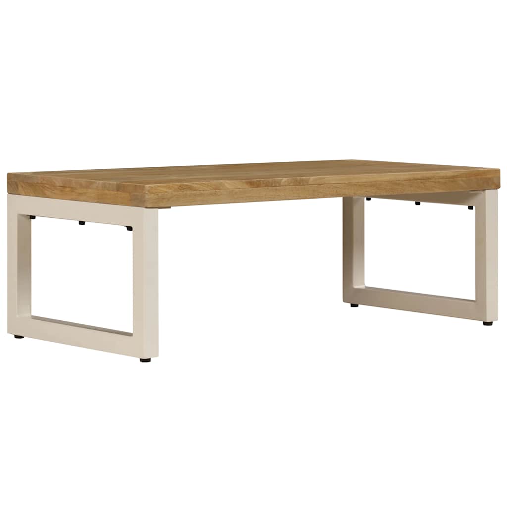 Mesa de centro 100x50x35 cm madeira de mangueira maciça e aço
