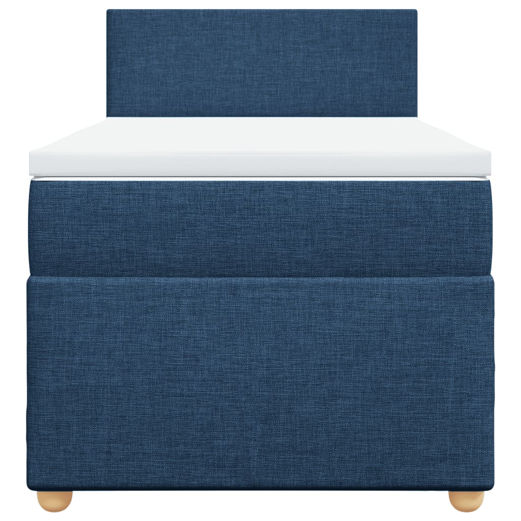 Cama com molas/colchão 90x200 cm tecido azul