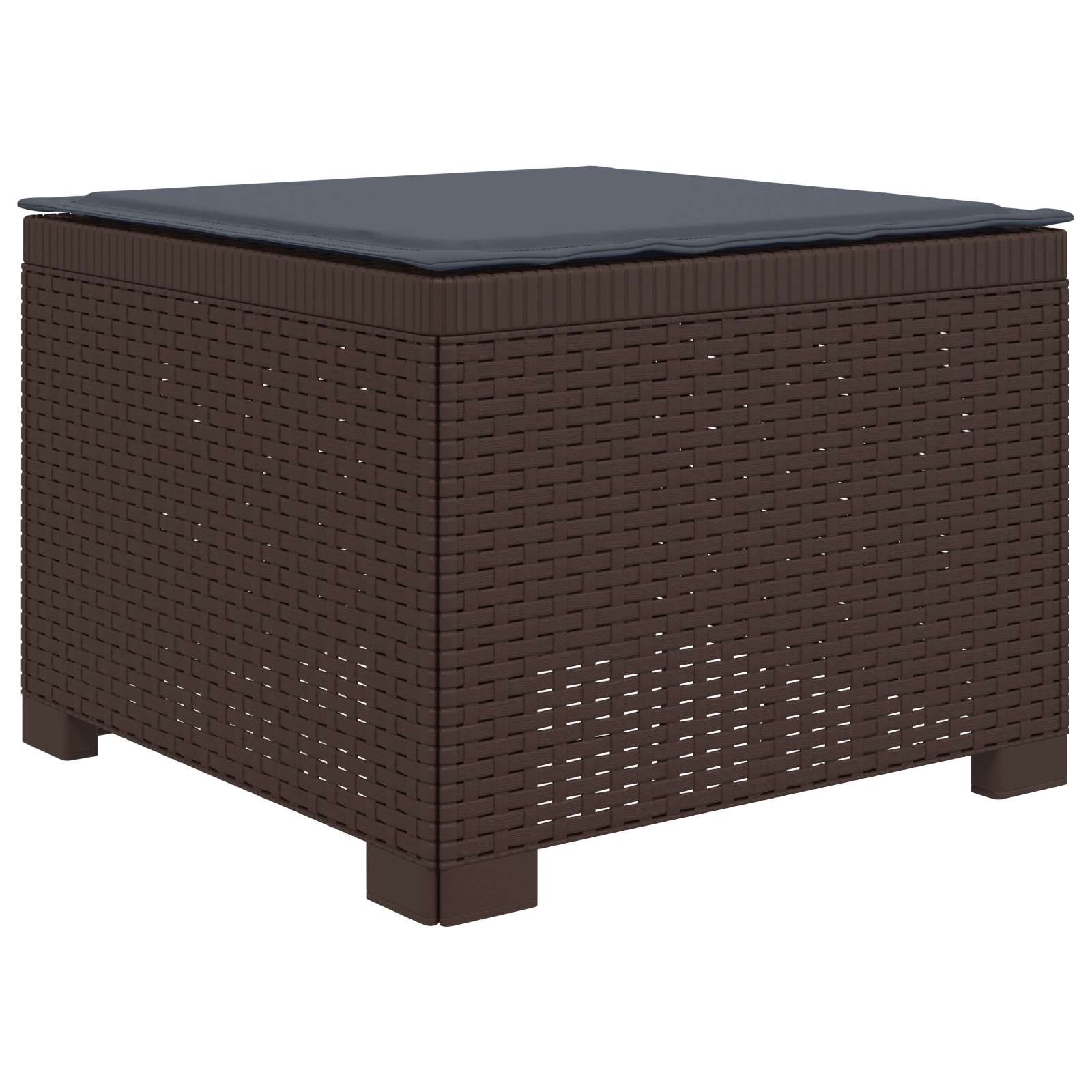 Sofá de jardim 1 lugar com almofada look rattan PP castanho