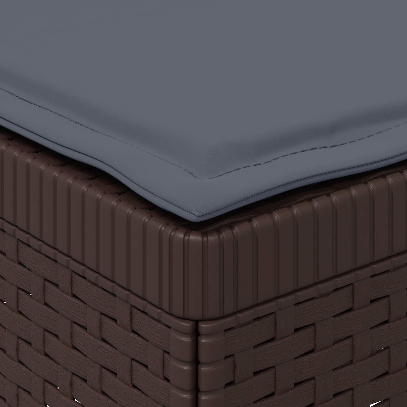 Sofá de jardim 1 lugar com almofada look rattan PP castanho