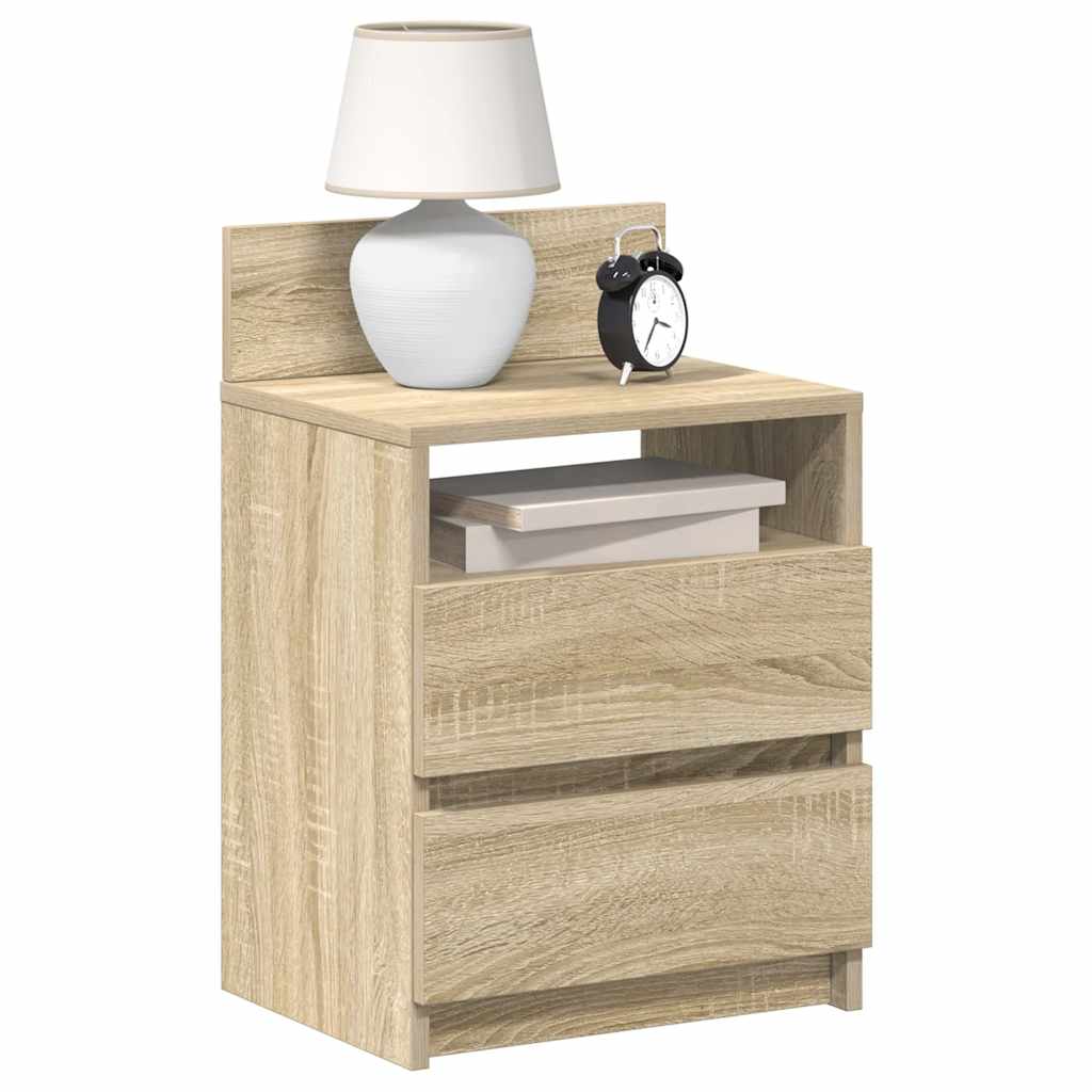 Mesas de cabeceira 2pcs com 2gavetas 40x33x60cm carvalho sonoma