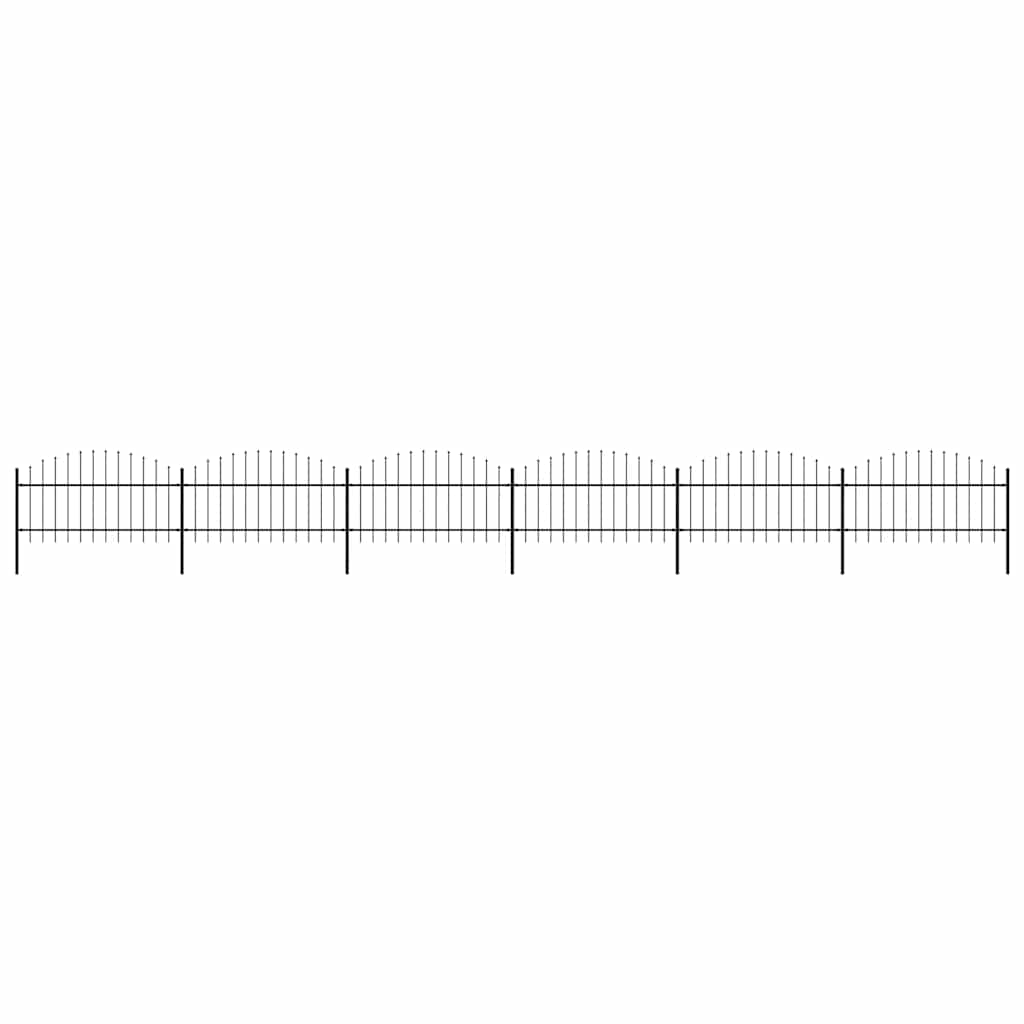 Cerca de jardim com topo em forma de lança em aço 1005x125 cm, preta