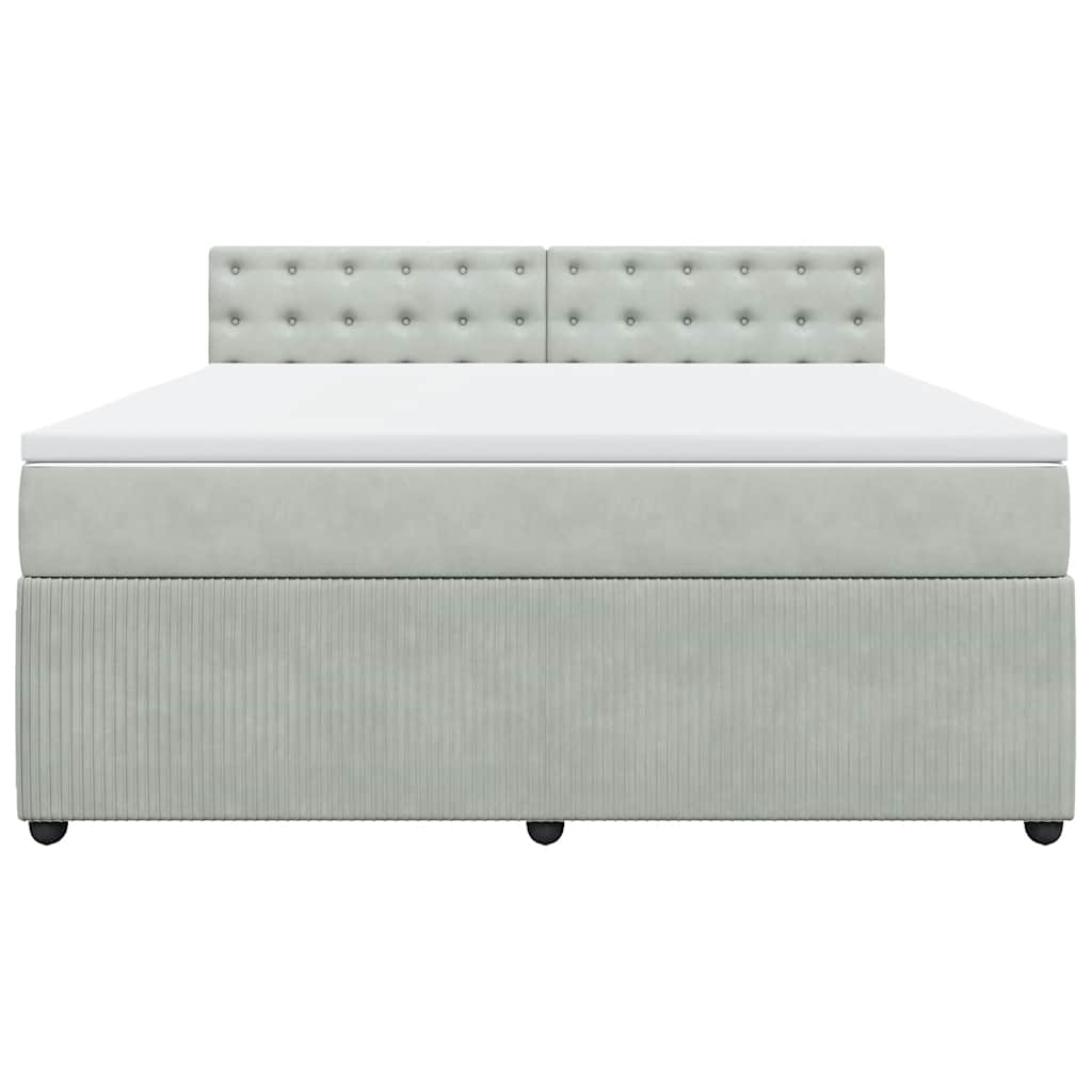 Cama com molas/colchão 180x200 cm veludo cinzento-claro