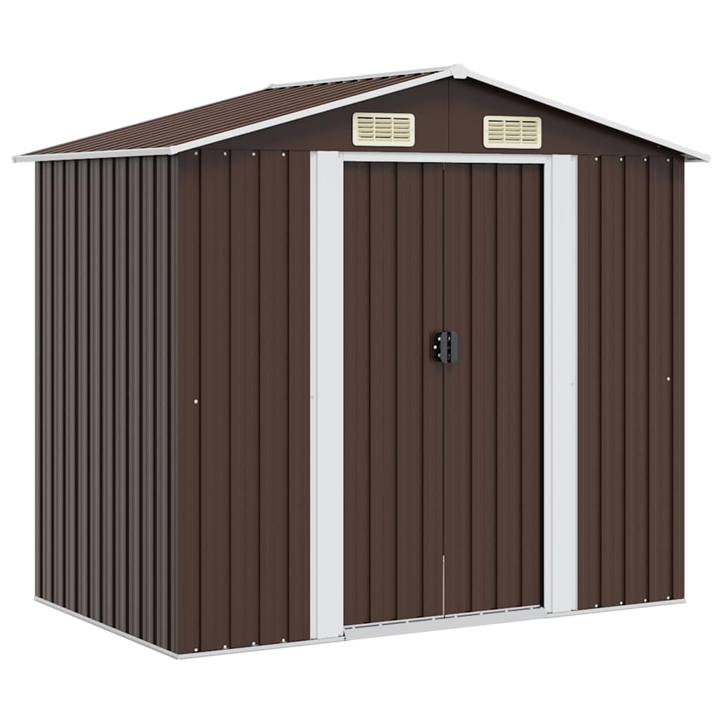 Abrigo de jardim 204x132x186 cm aço castanho