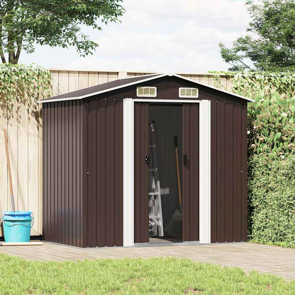 Abrigo de jardim 204x132x186 cm aço castanho