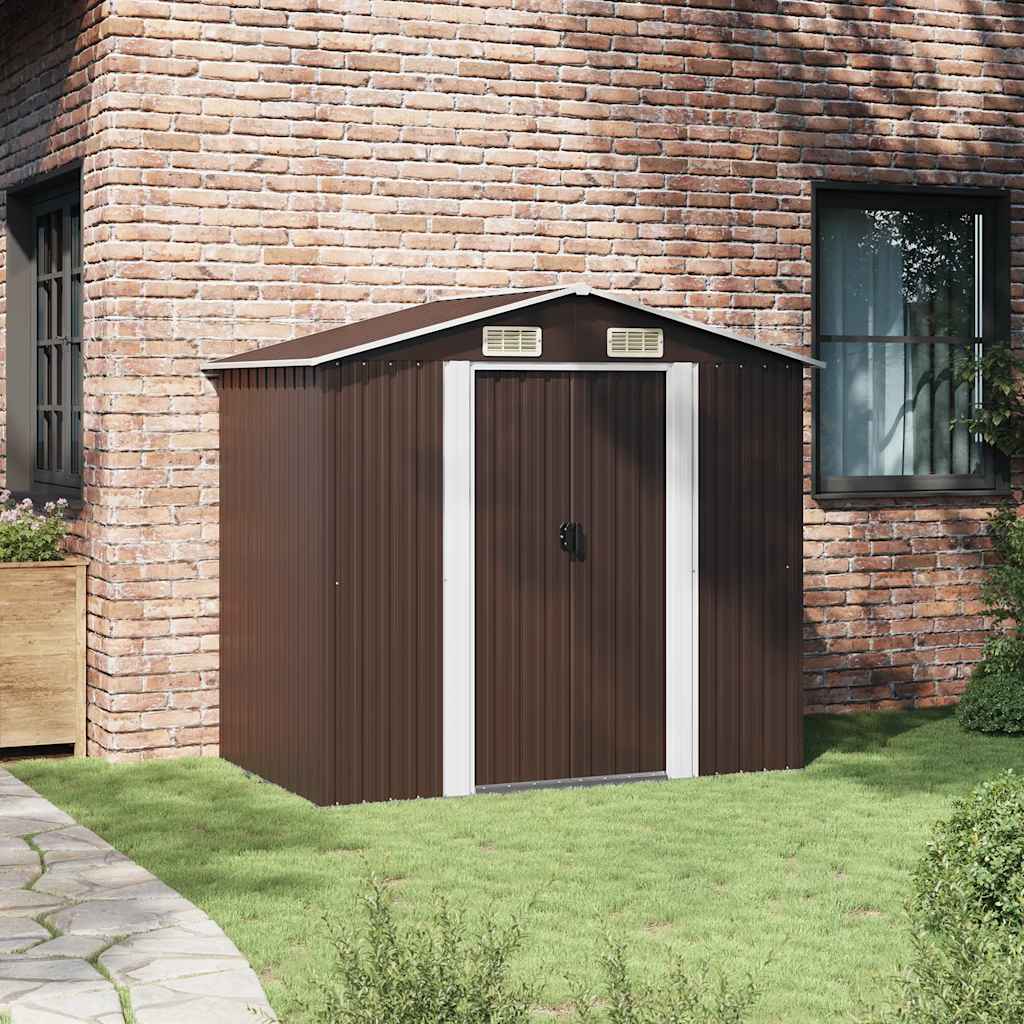 Abrigo de jardim 204x132x186 cm aço castanho