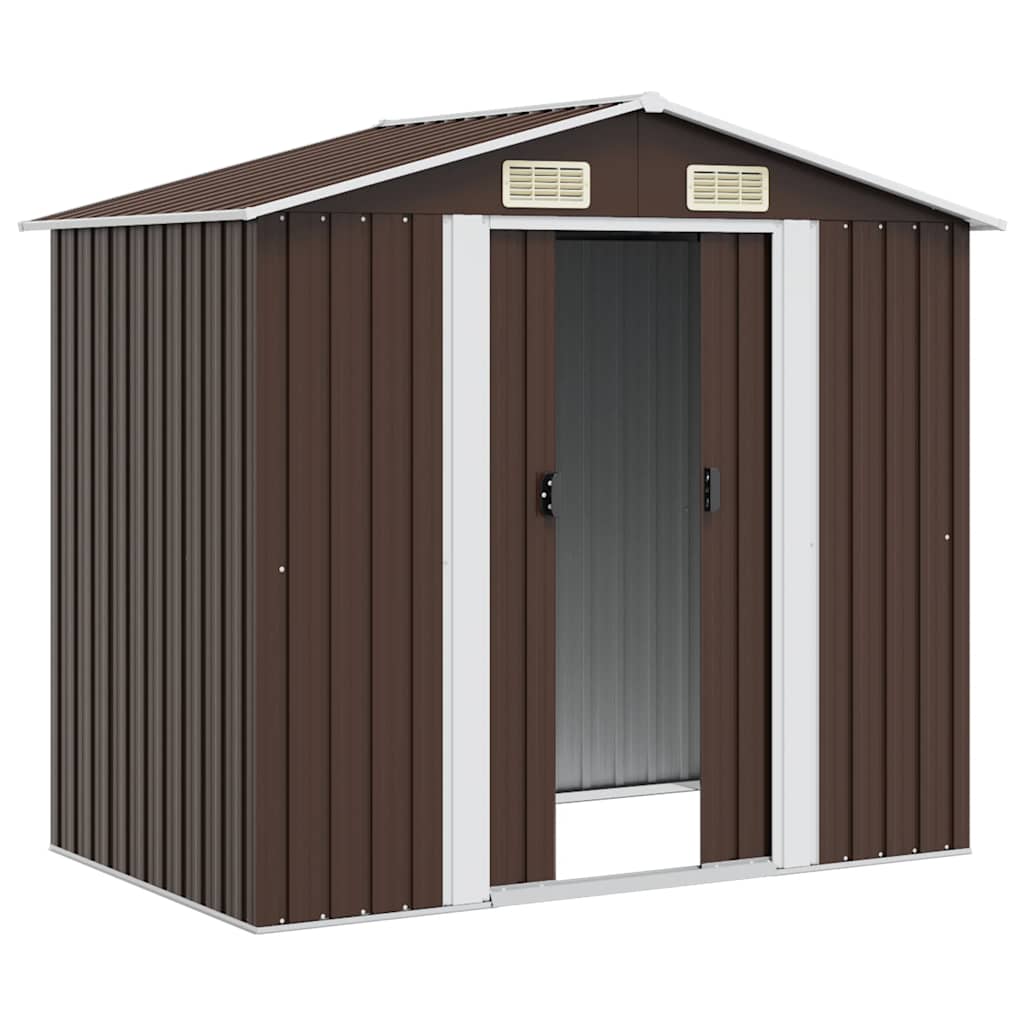 Abrigo de jardim 204x132x186 cm aço castanho