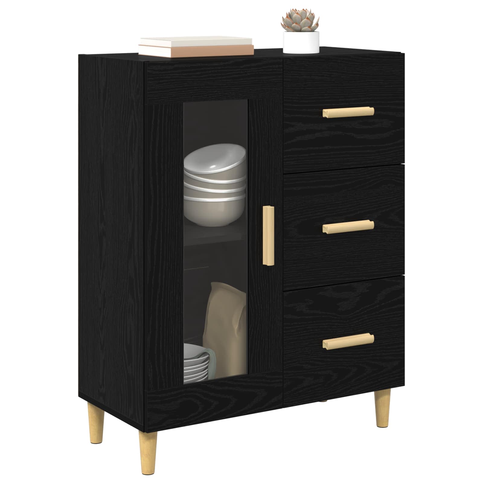 Buffet carvalho preto 69,5 x 34 x 90 cm derivados de madeira
