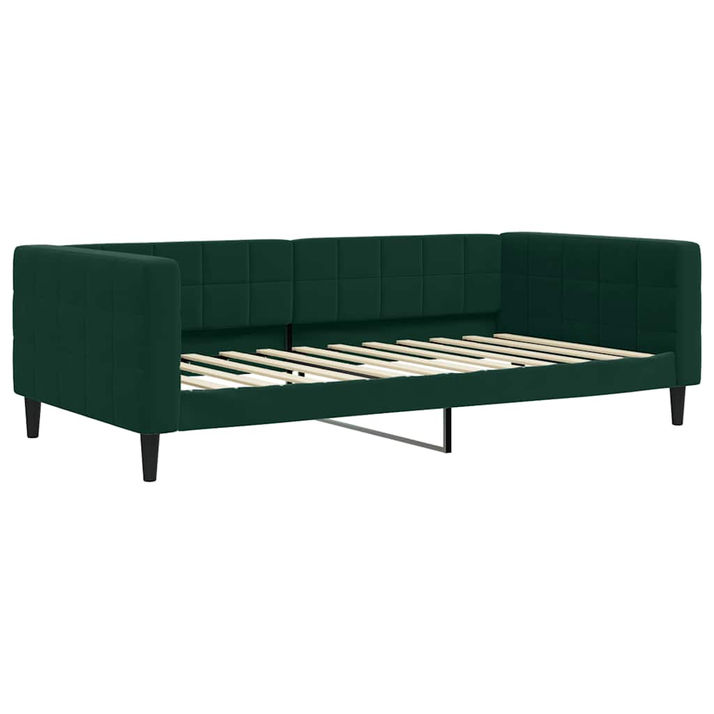 Sofá-cama com colchão 100x200 cm veludo verde-escuro
