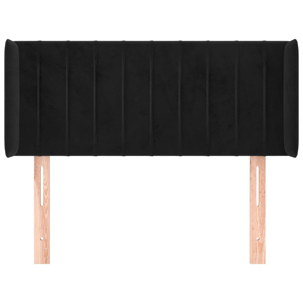 Cabeceira de cama c/ abas veludo 93x16x78/88 cm preto