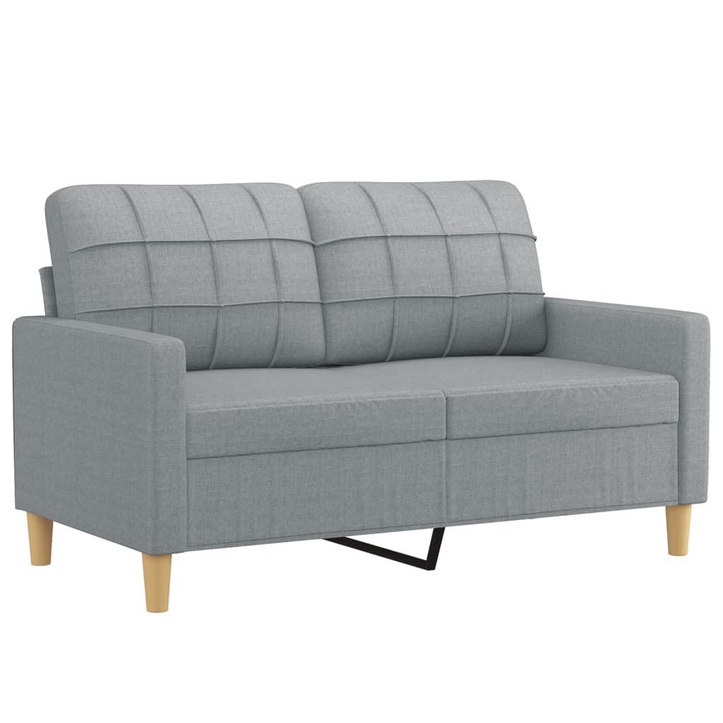 3 Pcs conjunto de sofás com almofadas tecido cinzento-claro