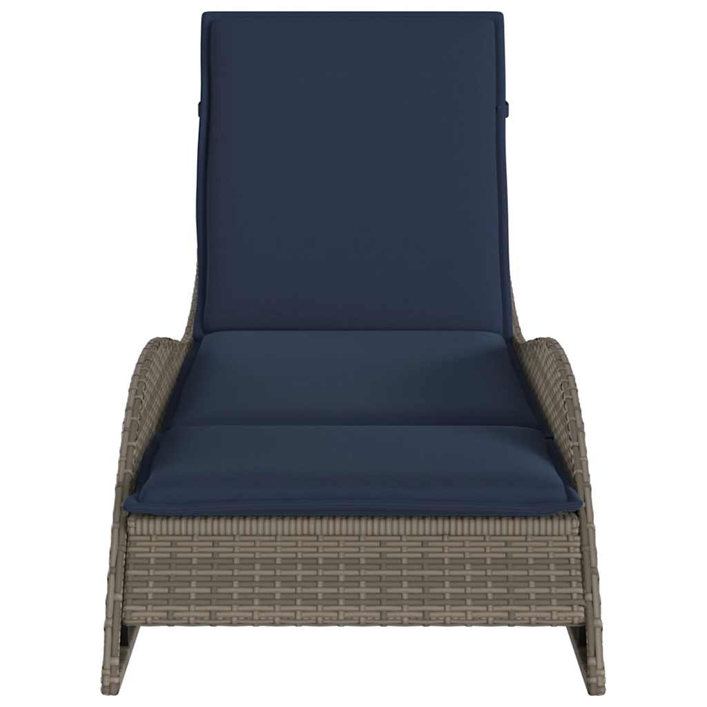 Espreguiçadeira com almofada cinza 60x205x73 cm vime sintético