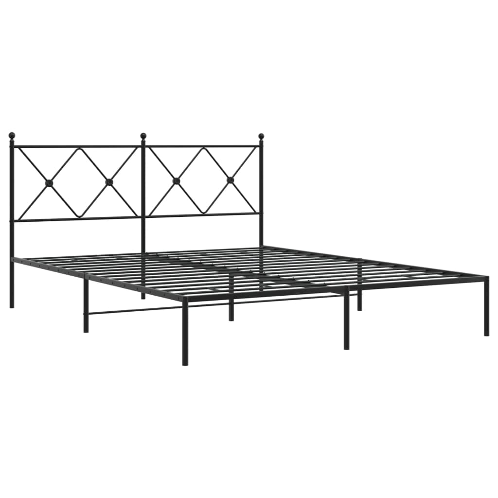 Estrutura de cama com cabeceira 160x200 cm metal preto