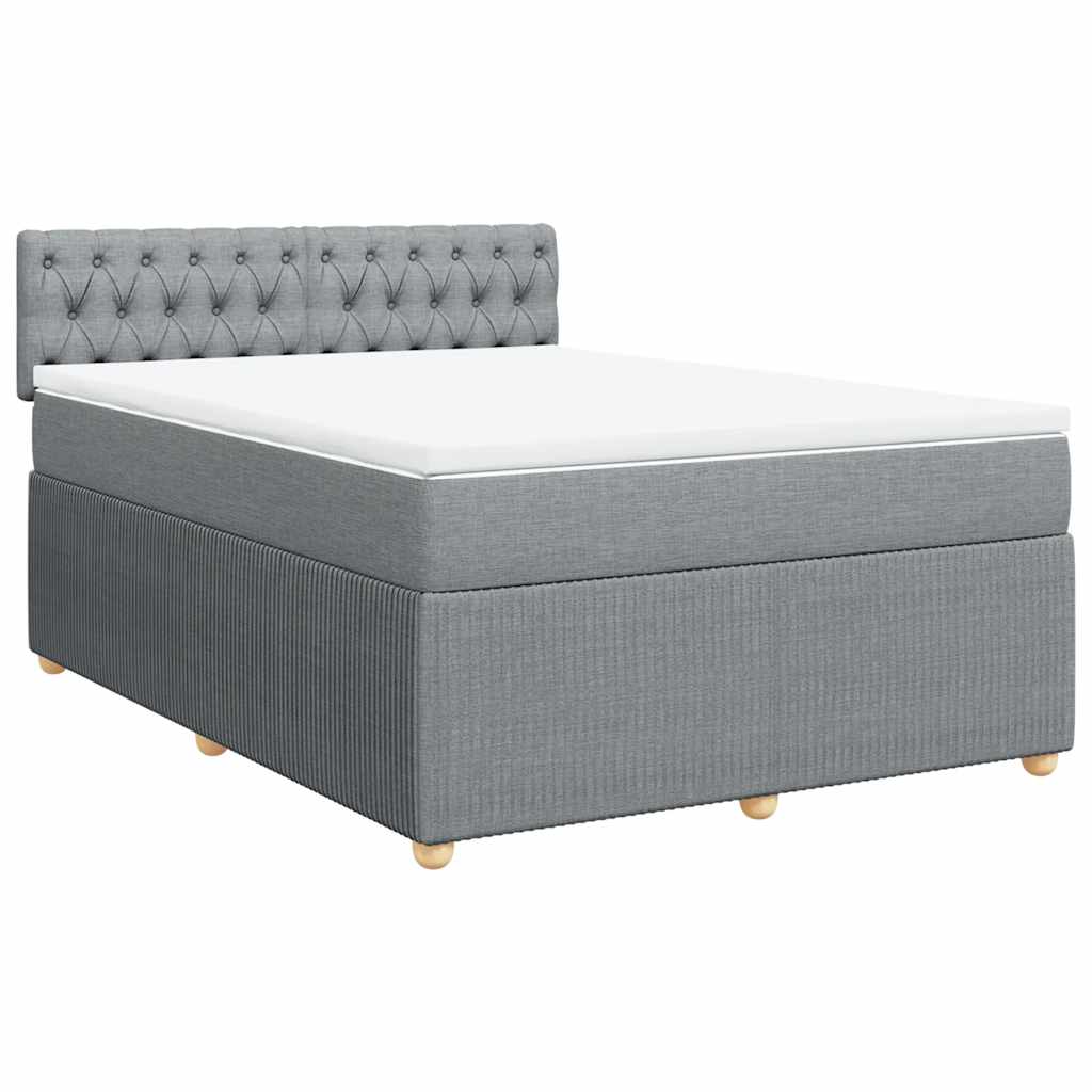 Cama com molas/colchão 140x190 cm tecido cinzento-claro