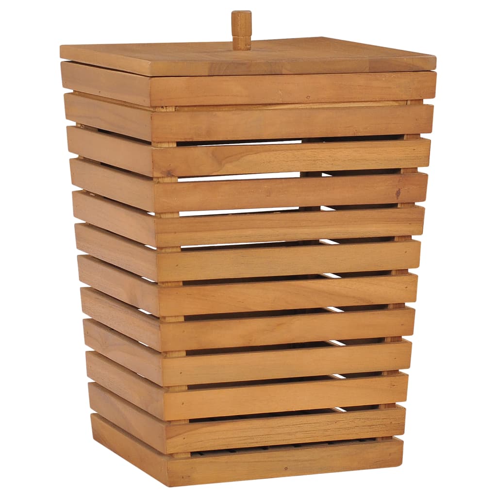 Cesto para roupa suja 30x30x45 cm madeira de teca maciça
