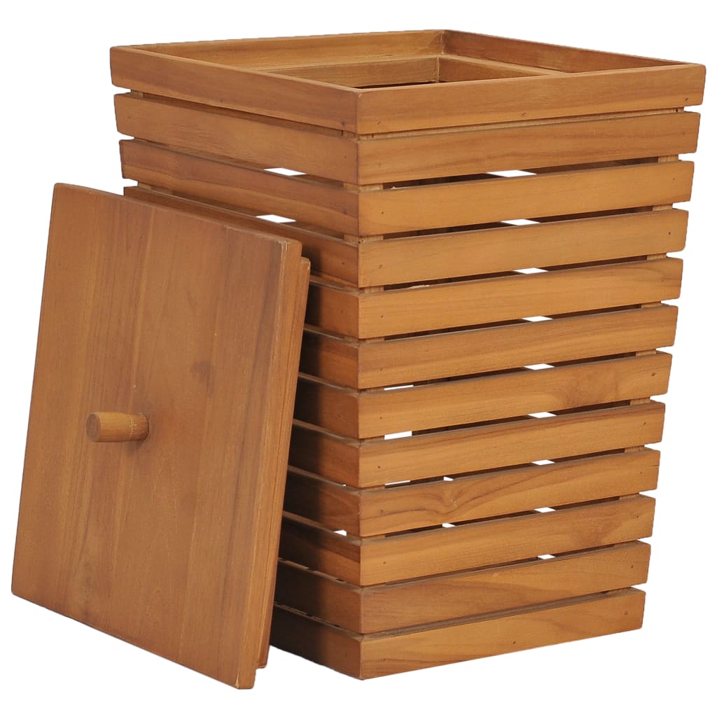 Cesto para roupa suja 30x30x45 cm madeira de teca maciça
