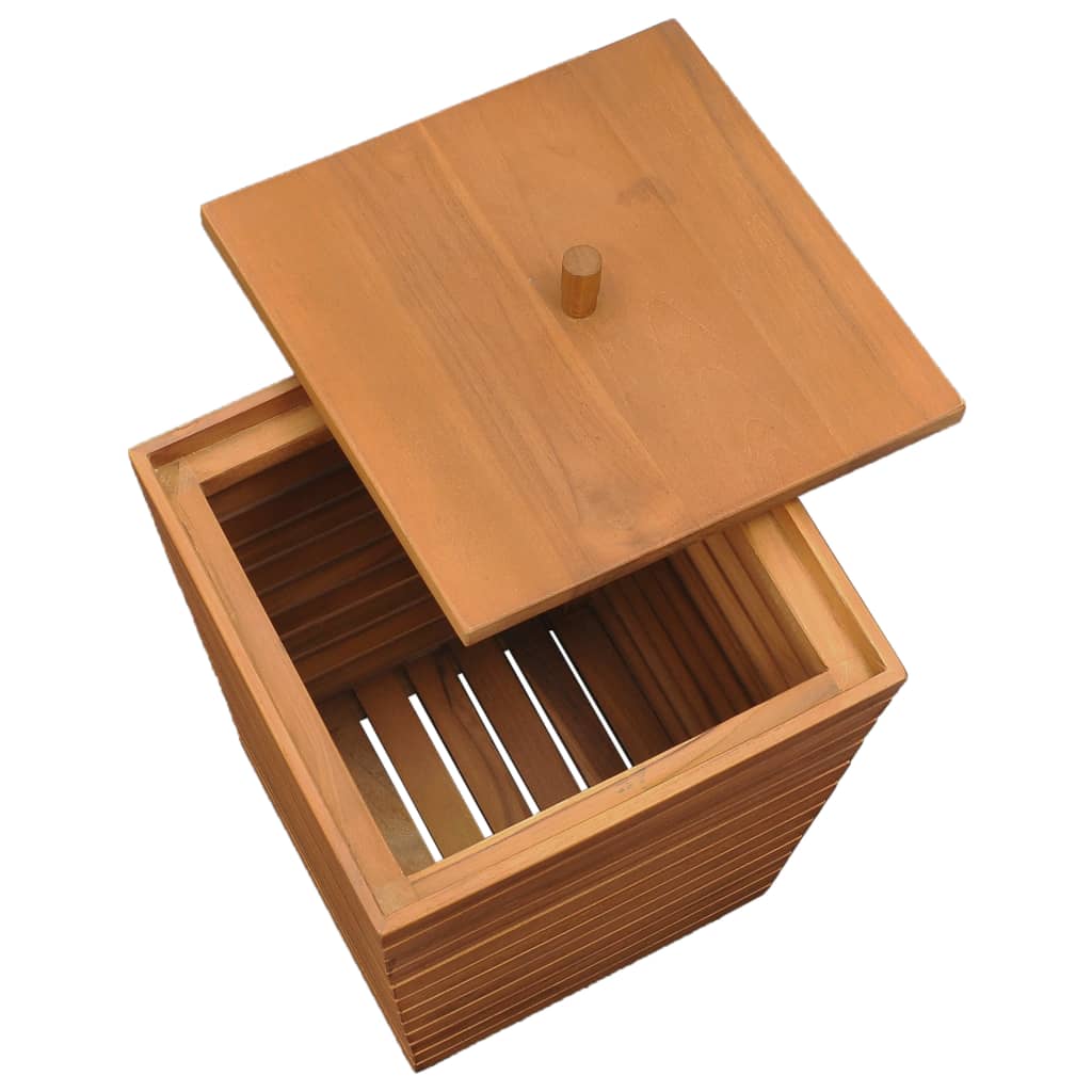 Cesto para roupa suja 30x30x45 cm madeira de teca maciça
