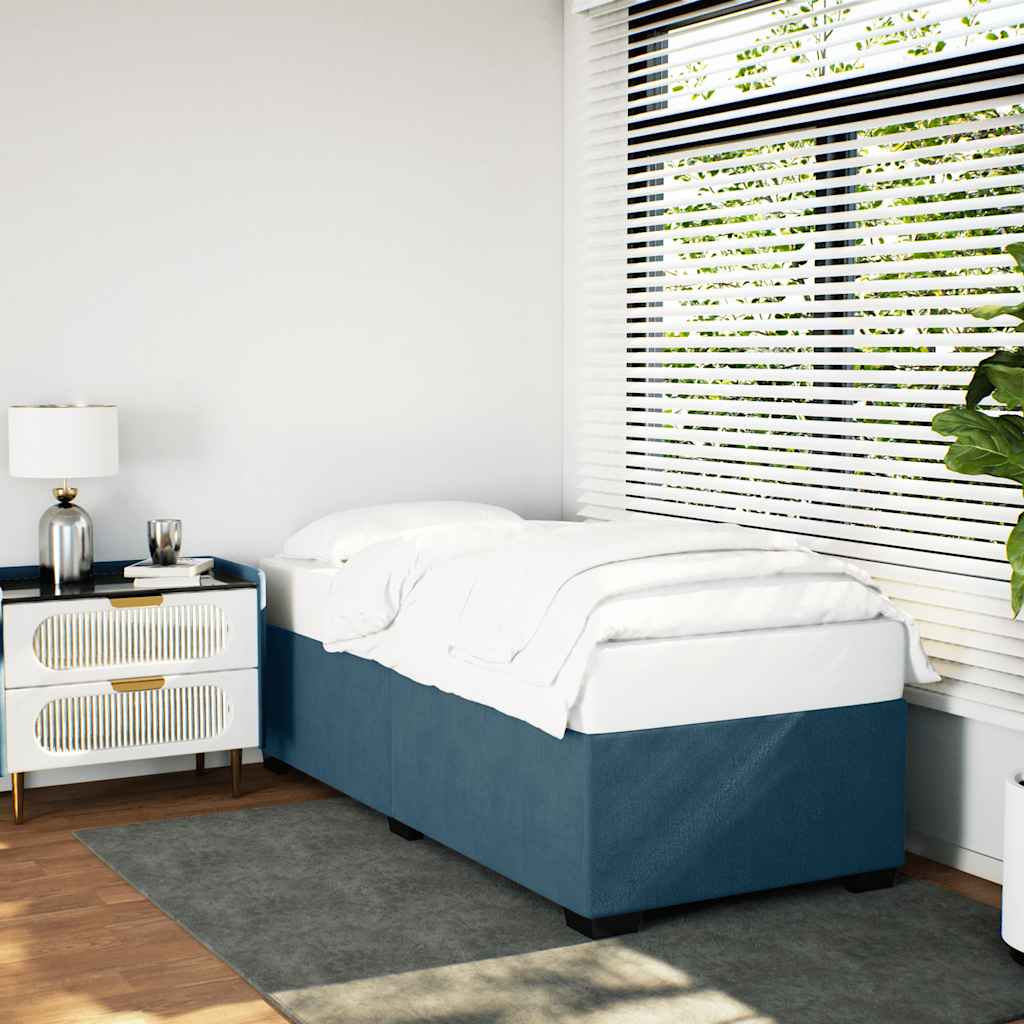 Estrutura de cama 100x200 cm veludo azul