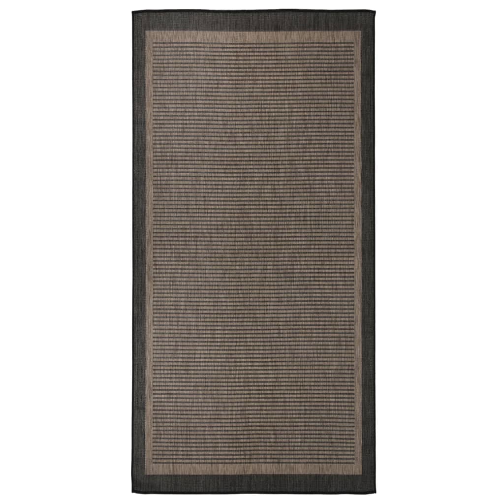 Tapete de tecido plano para exterior 100x200 cm castanho-escuro