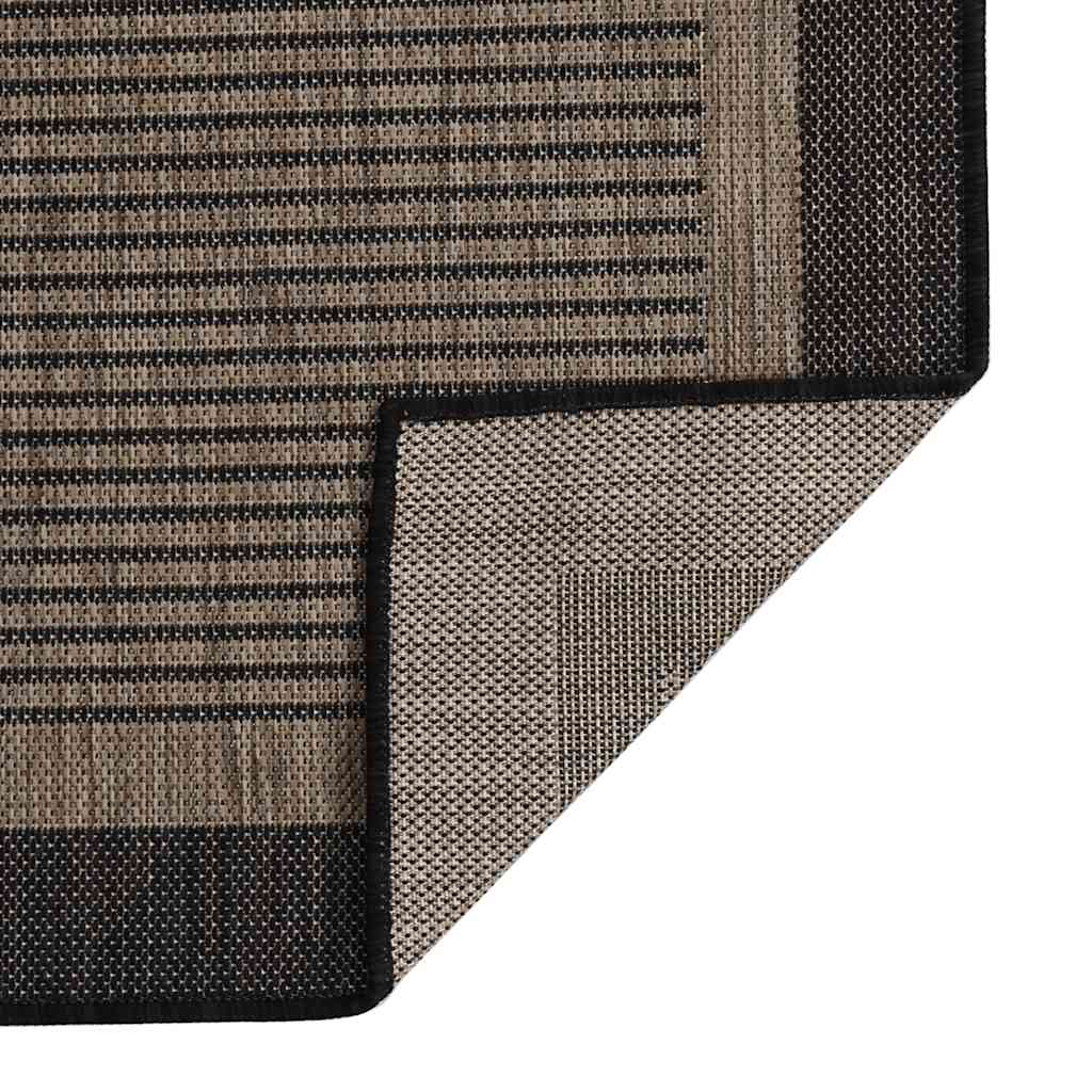 Tapete de tecido plano para exterior 100x200 cm castanho-escuro