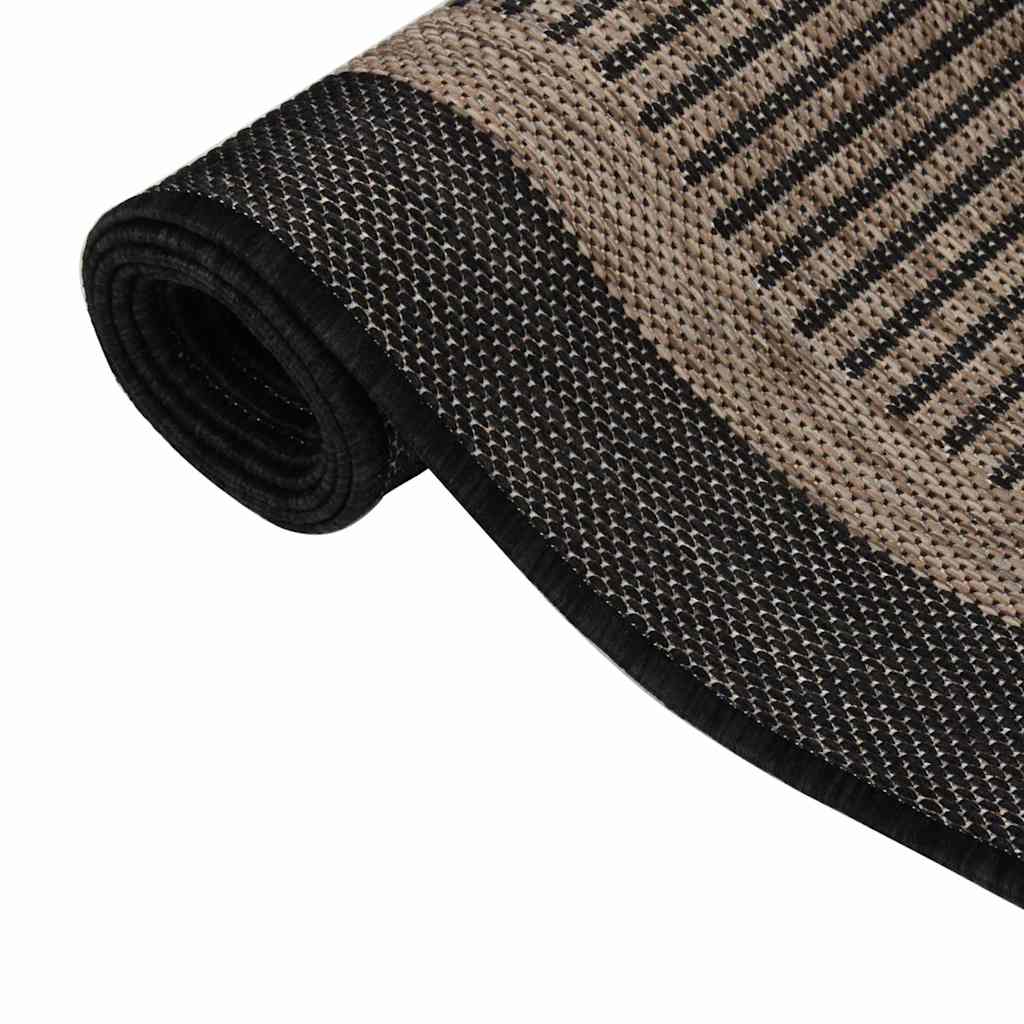 Tapete de tecido plano para exterior 100x200 cm castanho-escuro