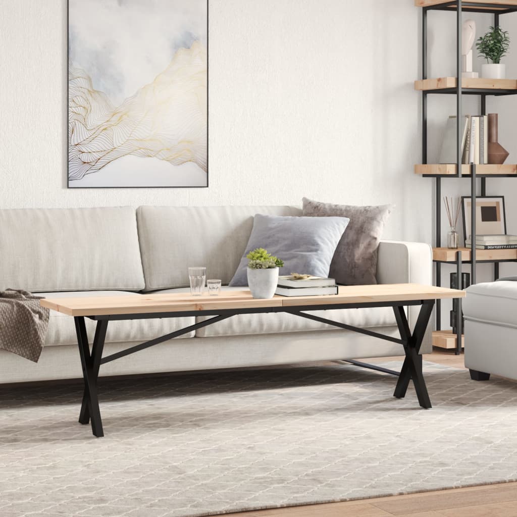 Mesa de centro estrutura em x 160x40x45,5cm pinho/aço