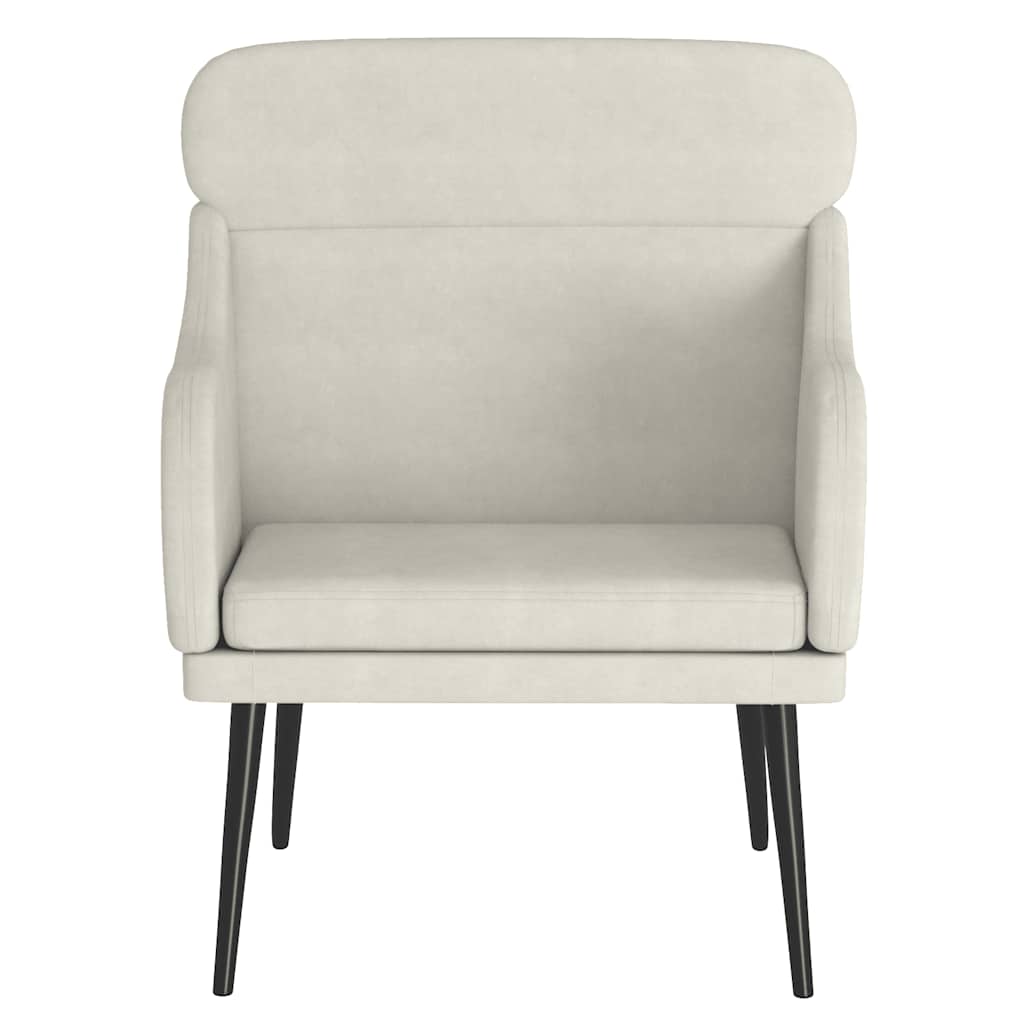 Cadeira com apoio de braços 63x76x80 cm veludo cor creme