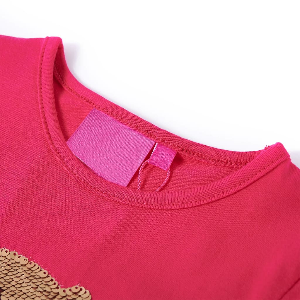 T-shirt de manga comprida para criança rosa-choque 116