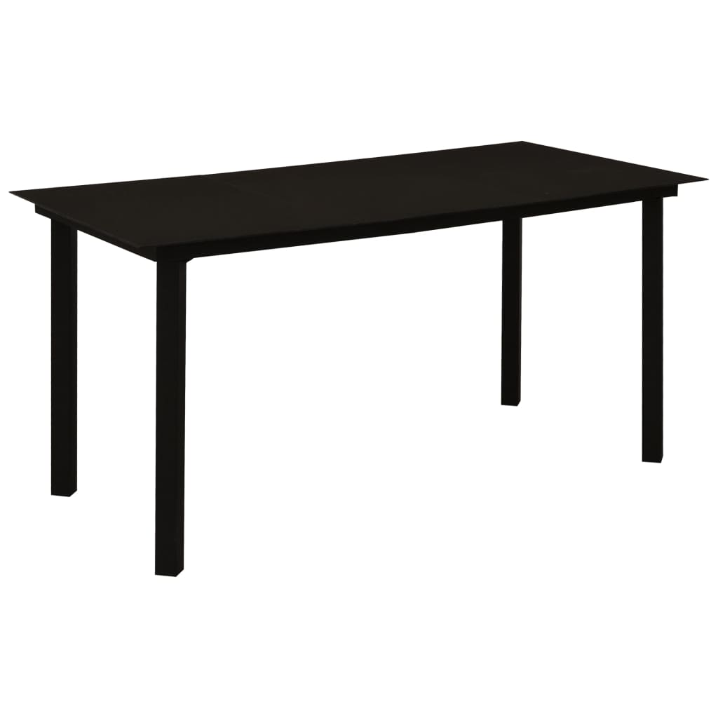 Mesa de jantar para jardim 150x80x74 cm aço e vidro preto