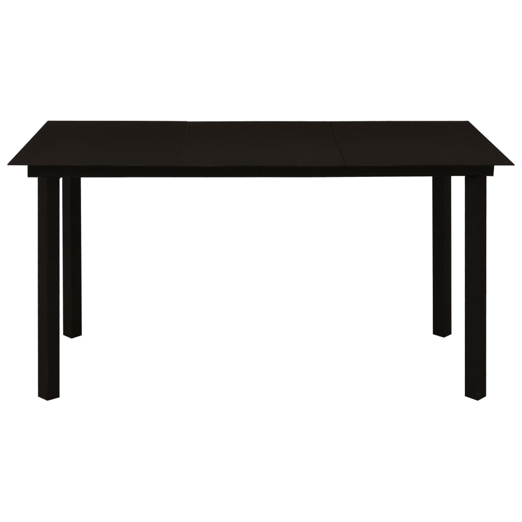 Mesa de jantar para jardim 150x80x74 cm aço e vidro preto