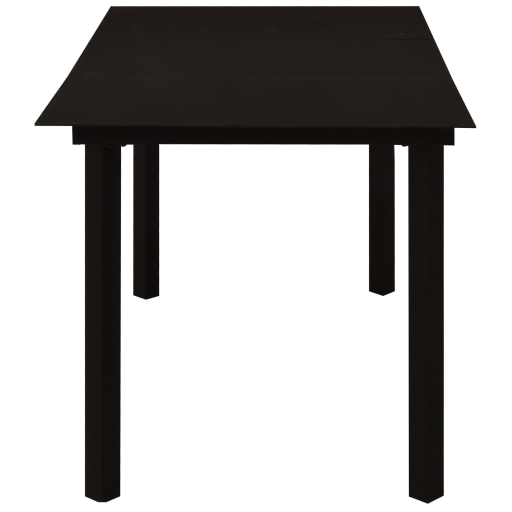 Mesa de jantar para jardim 150x80x74 cm aço e vidro preto