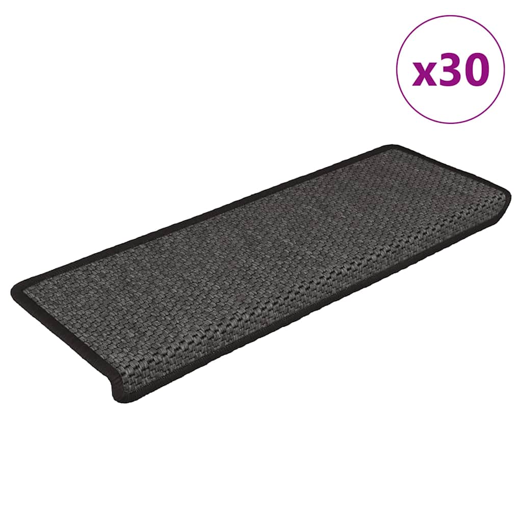 Tapetes escada adesivos aspeto sisal 30pcs 65x21x4 cm antracite