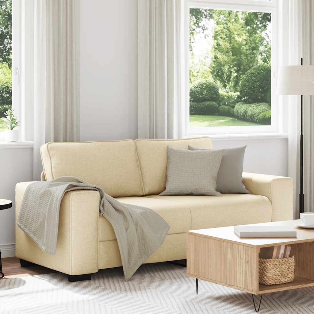 Sofá de 2 lugares, cor creme, 180x77x82 cm, em tecido