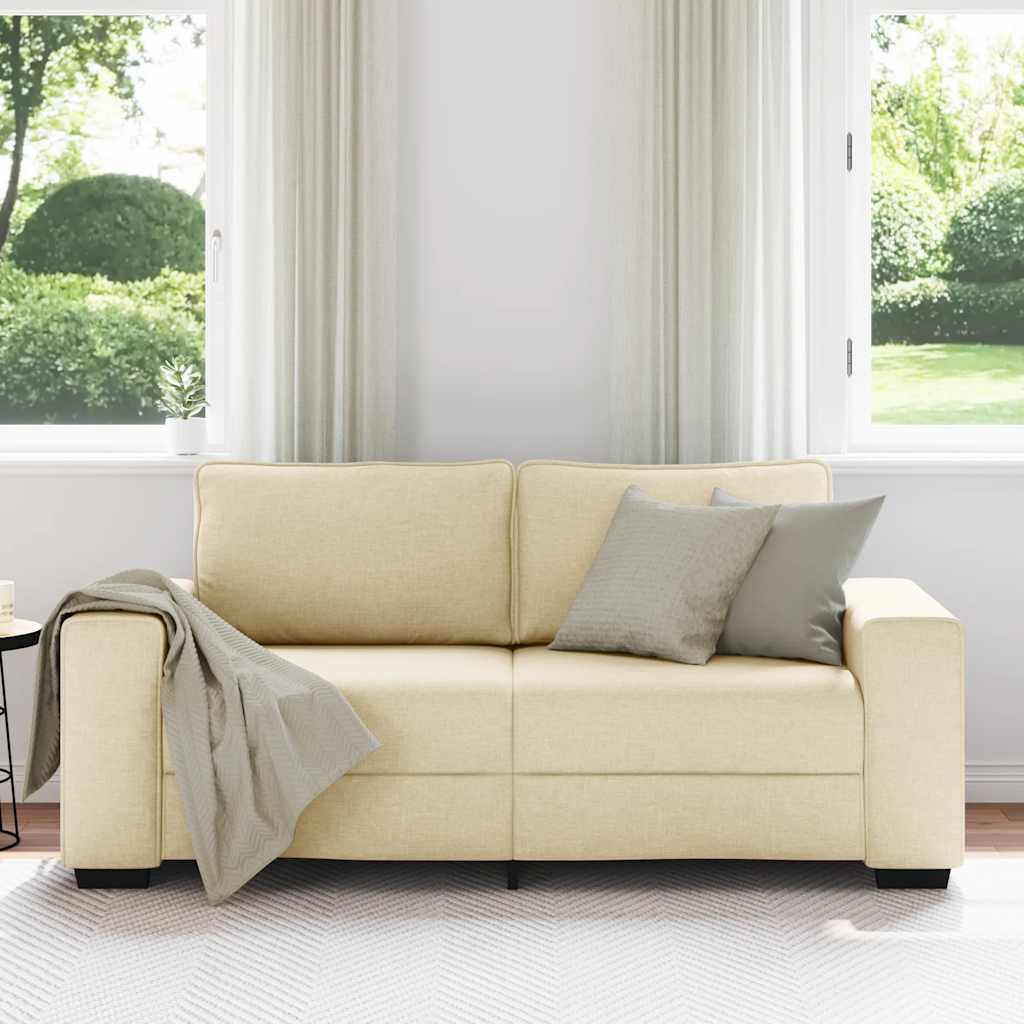 Sofá de 2 lugares, cor creme, 180x77x82 cm, em tecido