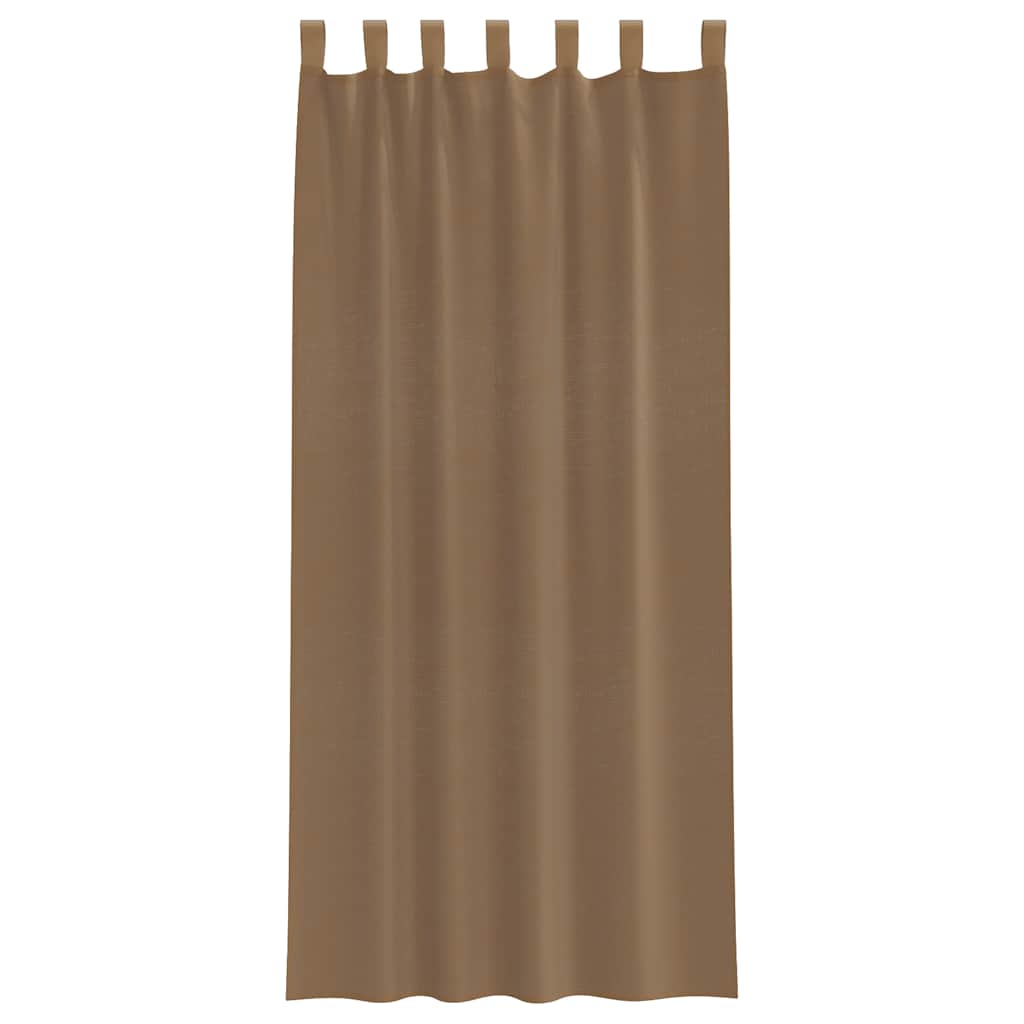 Cortinas de voile com laços 2 pcs castanho-claro 140x225 cm