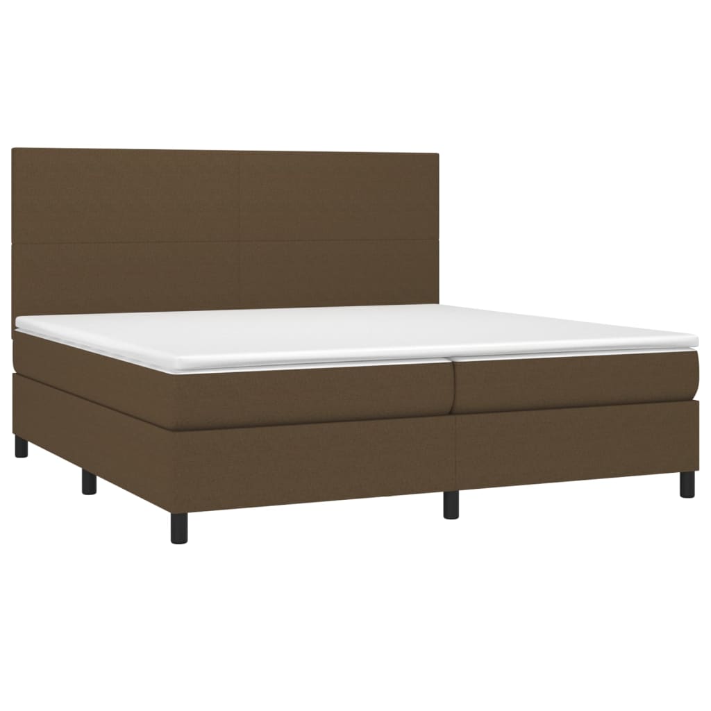 Cama com molas/colchão 200x200 cm tecido castanho-escuro