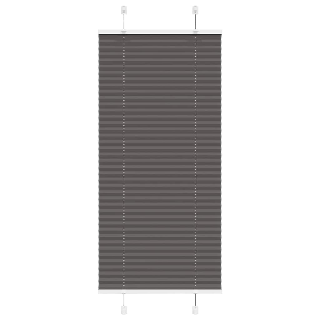 Preto plissada cega 65x150 cm largura tecido 64,4 cm poliéster
