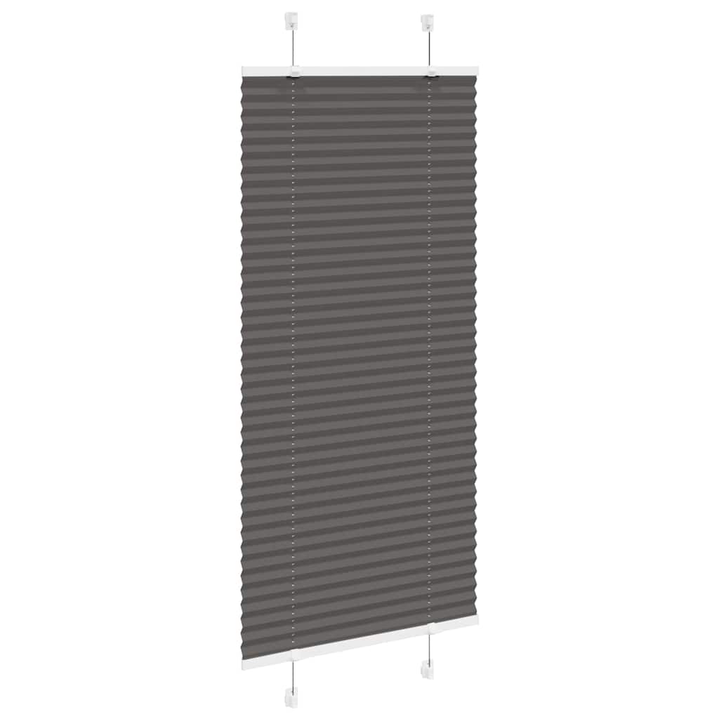 Preto plissada cega 65x150 cm largura tecido 64,4 cm poliéster