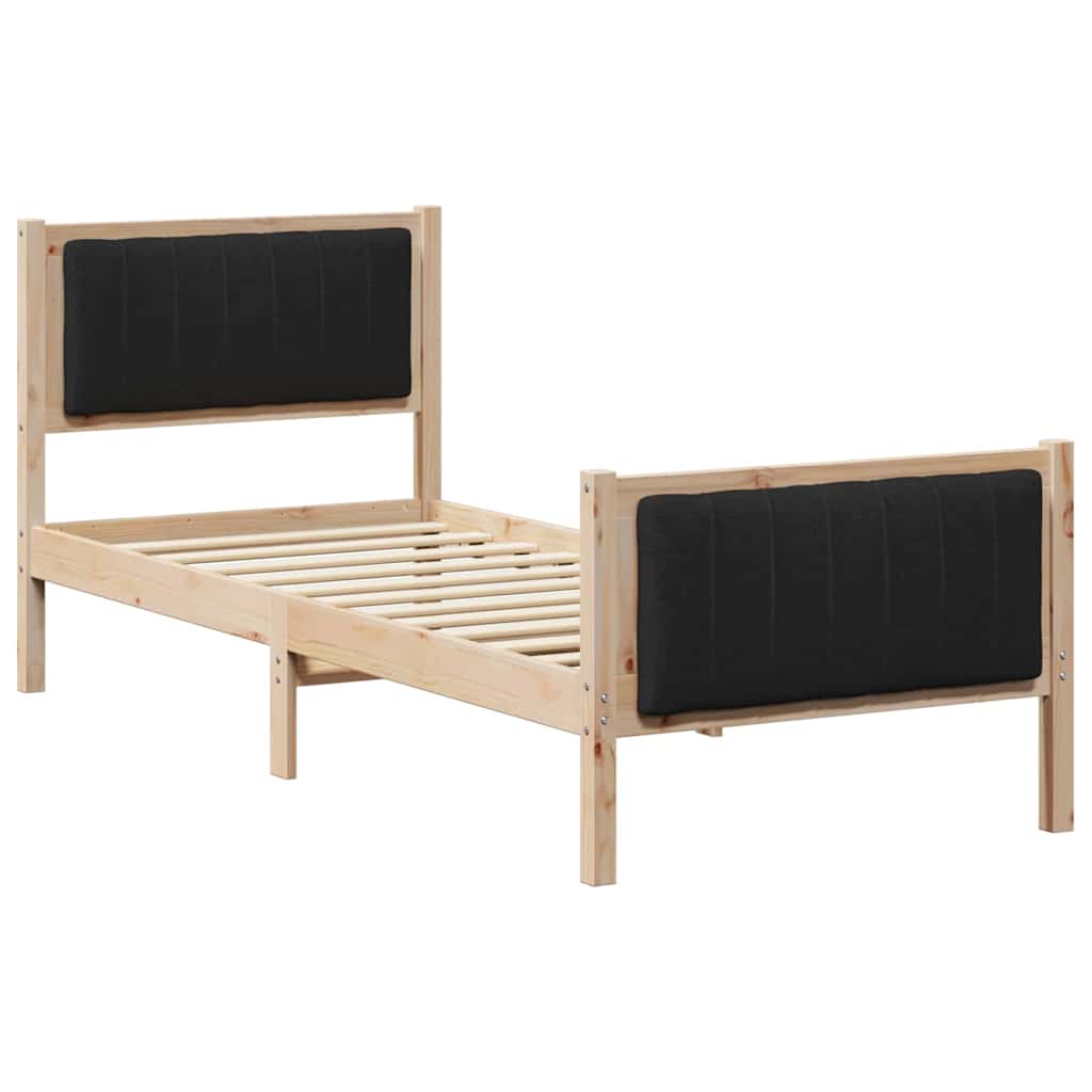 Estrutura da cama com cabeceira castanho e preto 80 x 200 cm
